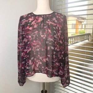 Chelsea 28 Sheer Pink Black Classic Blouse